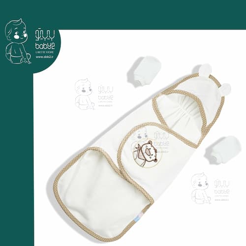 قنداق چسبی سه تکه رزبرن Teddy Bear Rose Born