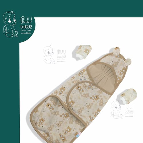 قنداق چسبی تمام چاپ رزبرن Bear & Kite Rose Born