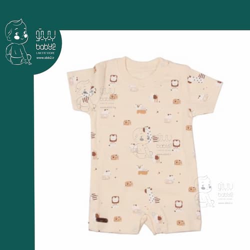 رامپر تمام چاپ زرافه برند برگ سبز آشور