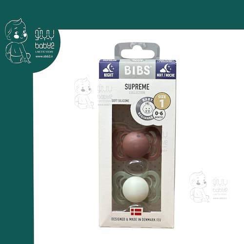 پستانک دو عددی شب تاب 2 بادامی بیبس bibs 0030