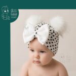 توربان نوزادی مدل پوم دار و پاپیون دار