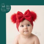 توربان نوزادی مدل پوم دار و پاپیون دار