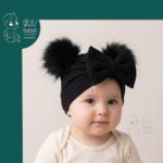 توربان نوزادی مدل پوم دار و پاپیون دار