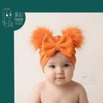 توربان نوزادی مدل پوم دار و پاپیون دار