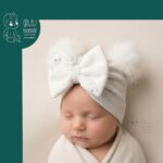 توربان نوزادی مدل پوم دار و پاپیون دار