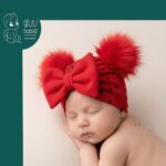 توربان نوزادی مدل پوم دار و پاپیون دار