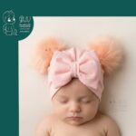 توربان نوزادی مدل پوم دار و پاپیون دار